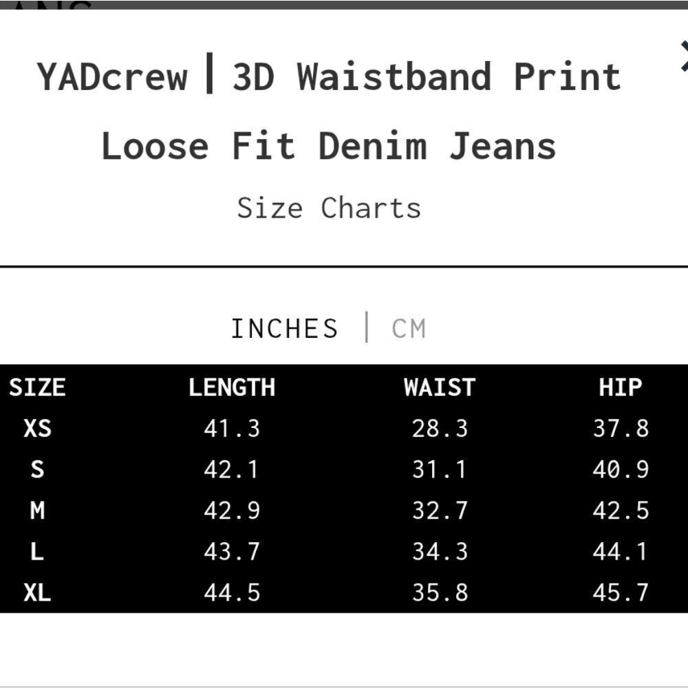 3169 NWT YADcrew丨3D Waistband Print Loose Fit Denim Jeans Sz Small - Picture 13 of 14